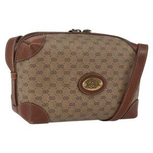 Authentic GUCCI Micro GG Supreme Shoulder Bag PVC Beige Gold 007 101 5294